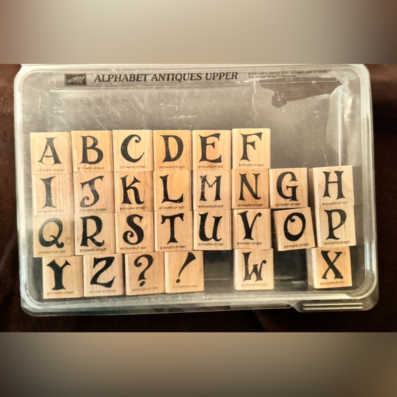 Retired Vintage Stampin’ Up! Alphabet Antiques Upper Wood Stamp Set ©1997